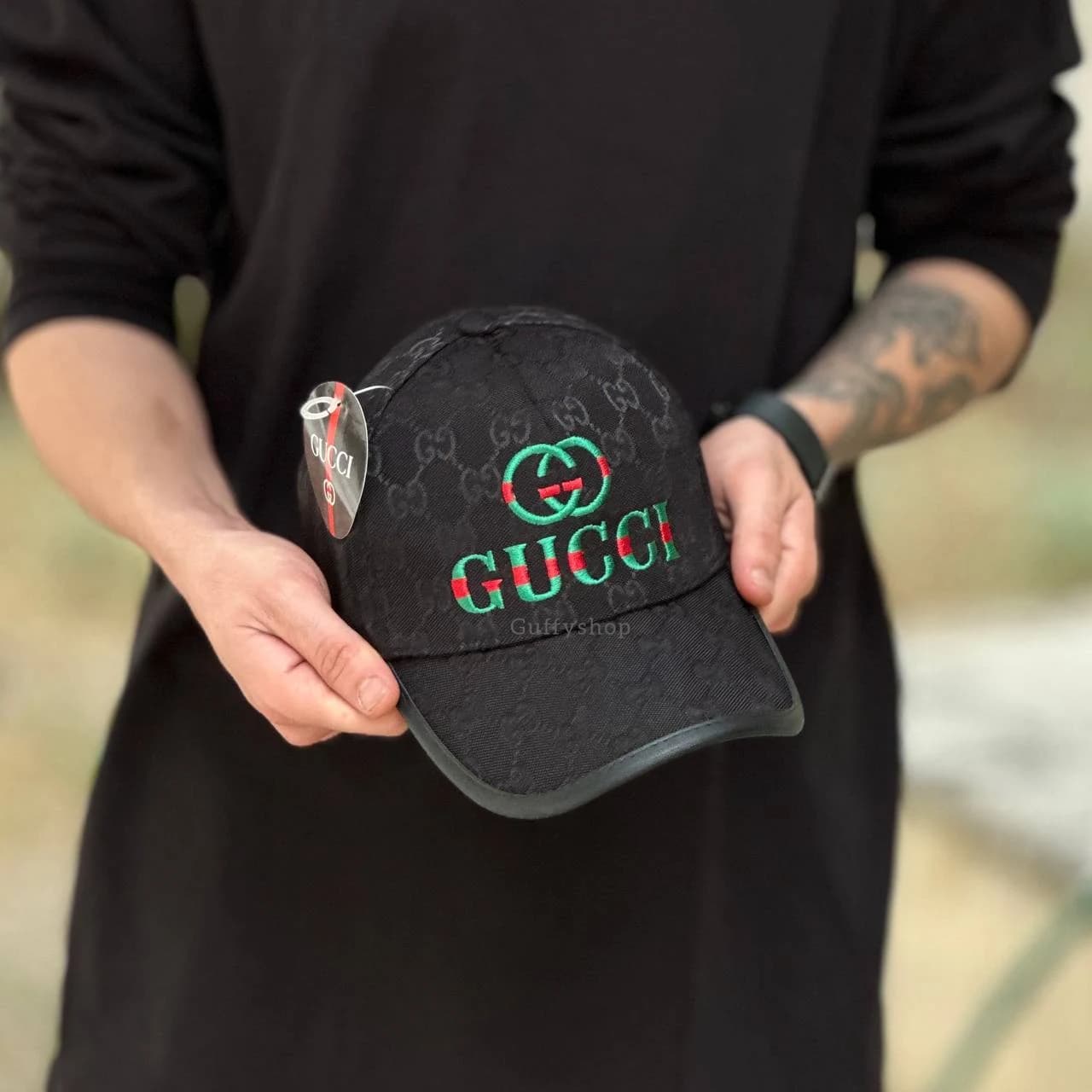 کلاه بیسبالی برند گوچی-سبز — تصویر ۲