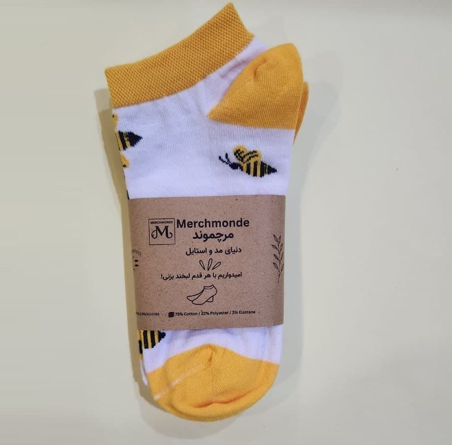جوراب تا به تا زنبوری ساق کوتاه پک 2 جفتی Merchmonde BeeMix 111202 — تصویر ۲