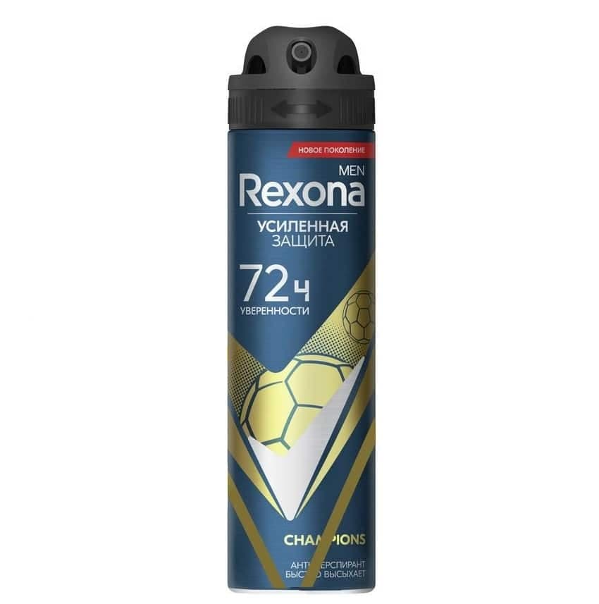 اسپری دئودورانت رکسونا Rexona مردانه 72 ساعته مدل Champions حجم 150 میل