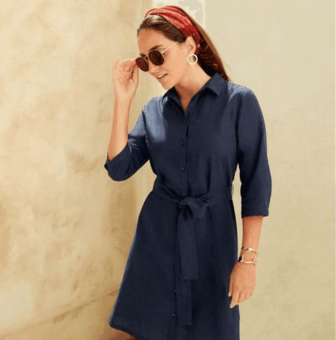 پیراهن لینن زنانه اسمارا شیک یقه دار ESMARA 348736