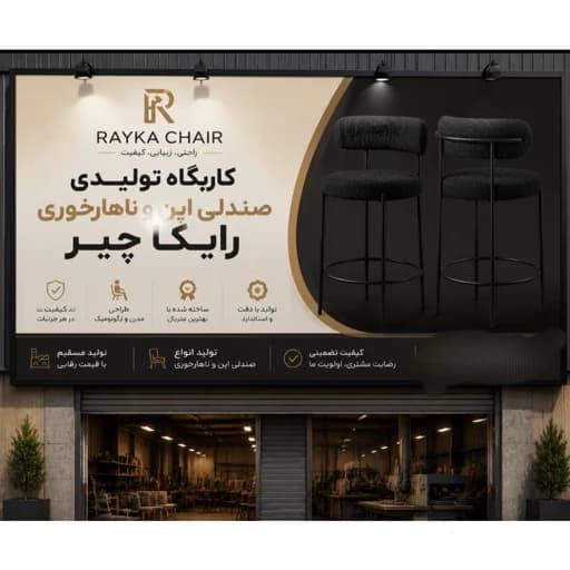 صندلی اپن تدی مشکی 2عددی مبلمان فرنا مدل 1126648