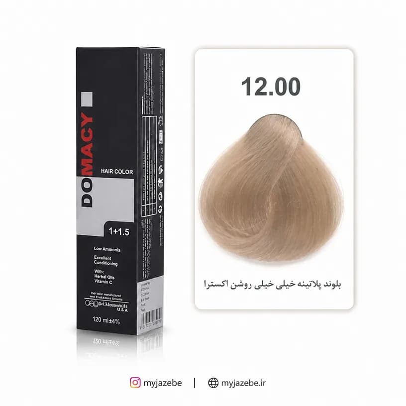 رنگ مو دوماسی بلوند پلاتینه خیلی خیلی روشن اکسترا 12/00 — تصویر ۲