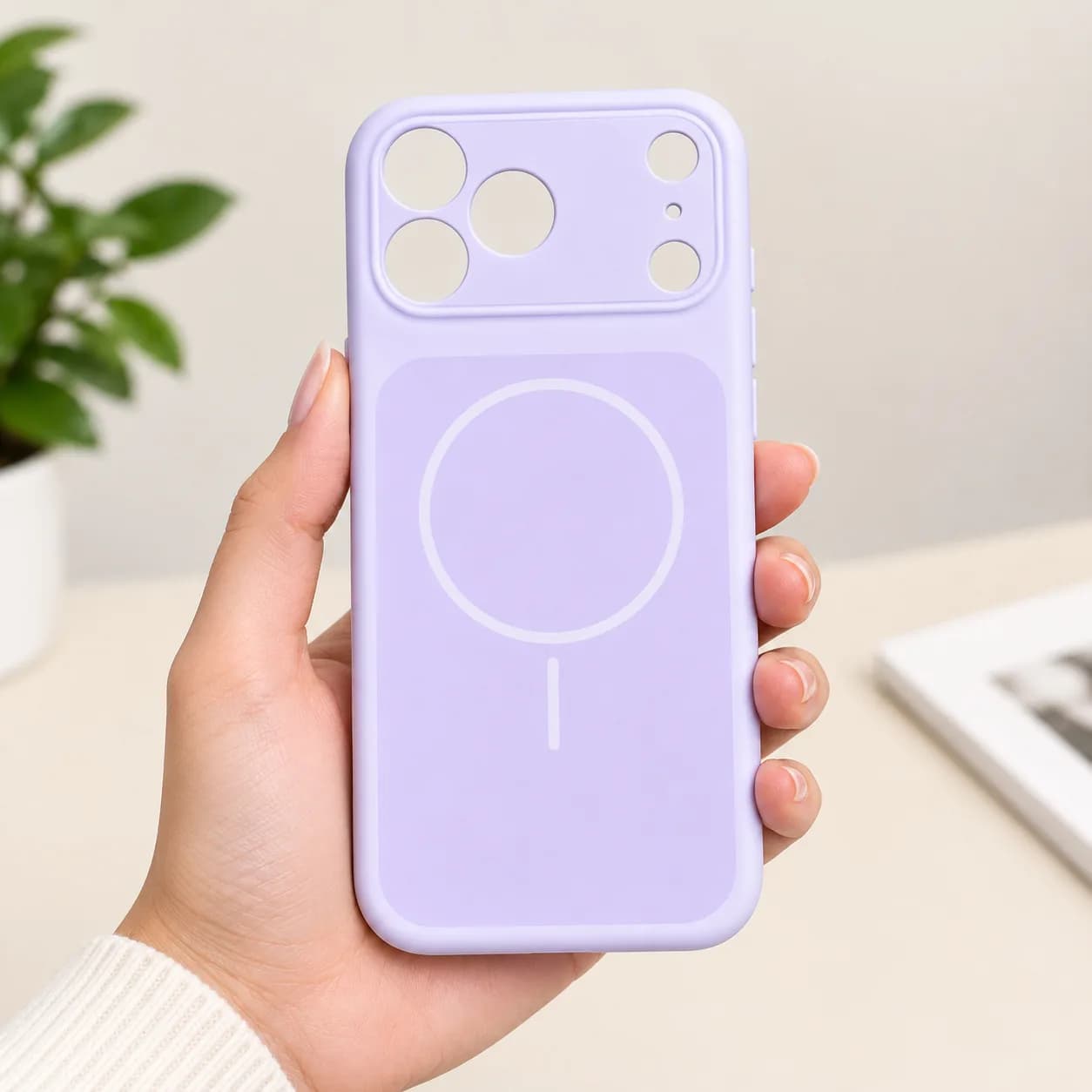 قاب گوشی iPhone 17 ProMax سیلیکونی پاک کنی Premium Quality مگ سیف اورجینال داخل پارچهای محافظ لنز دار یاسی — تصویر ۴