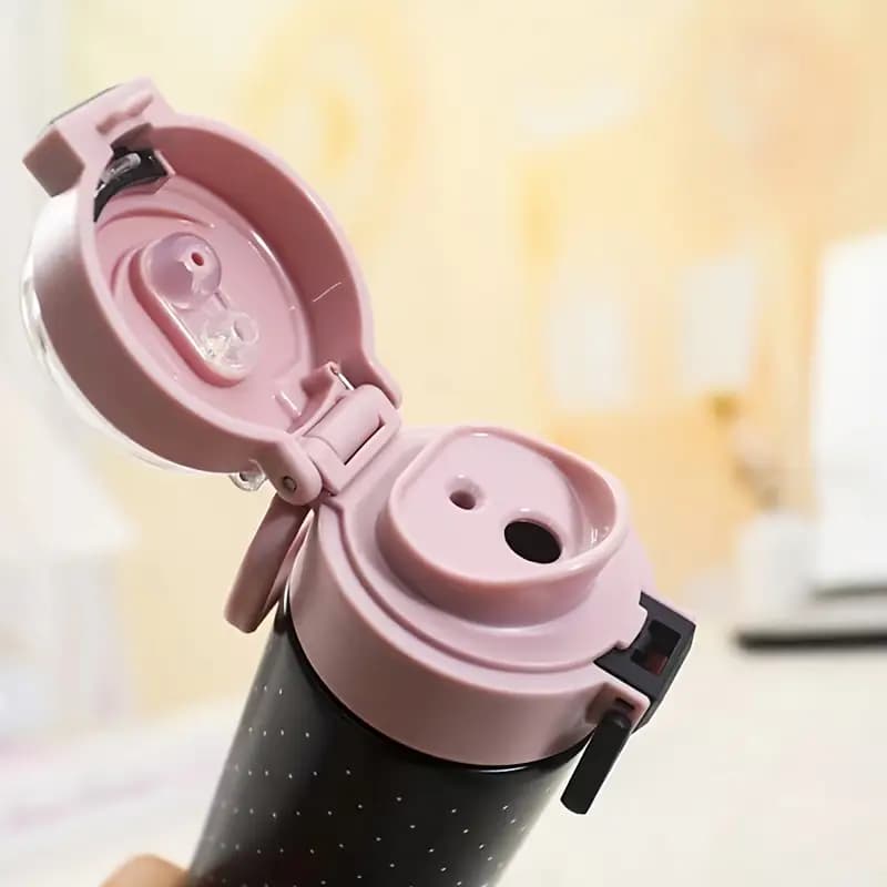 فلاسک استیل با طرح روبانی دارای درب دوحالته 500 میلی‌لیتری — تصویر ۳