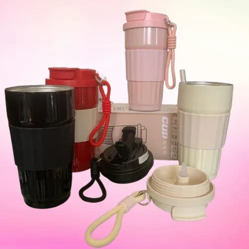 تراول ماگ دور سیلیکونی بنددار 500 میلی لیتری — تصویر ۴