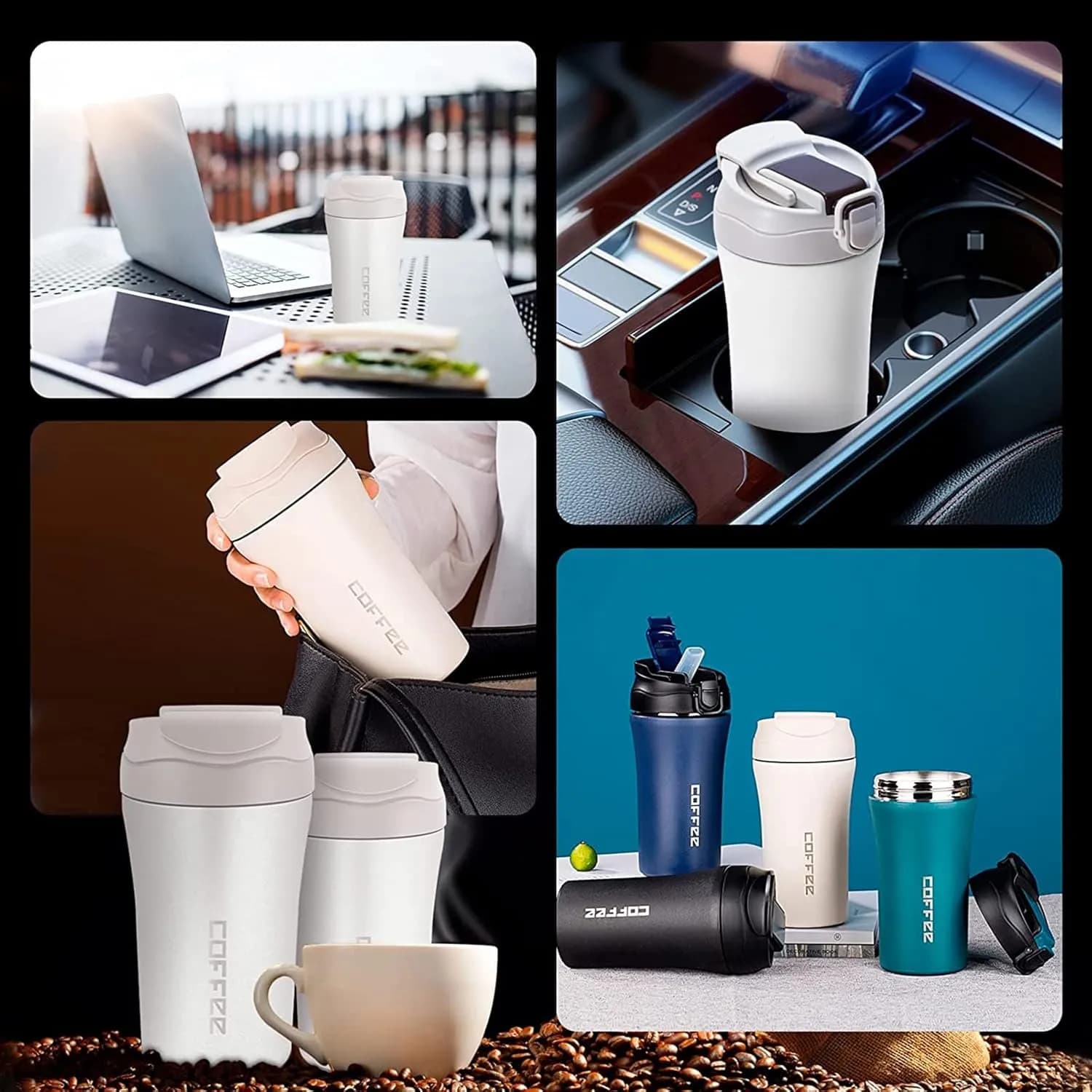 تراول ماگ coffee دو حالته آسان نوش و نی‌دار 400 میلی‌لیتری — تصویر ۸