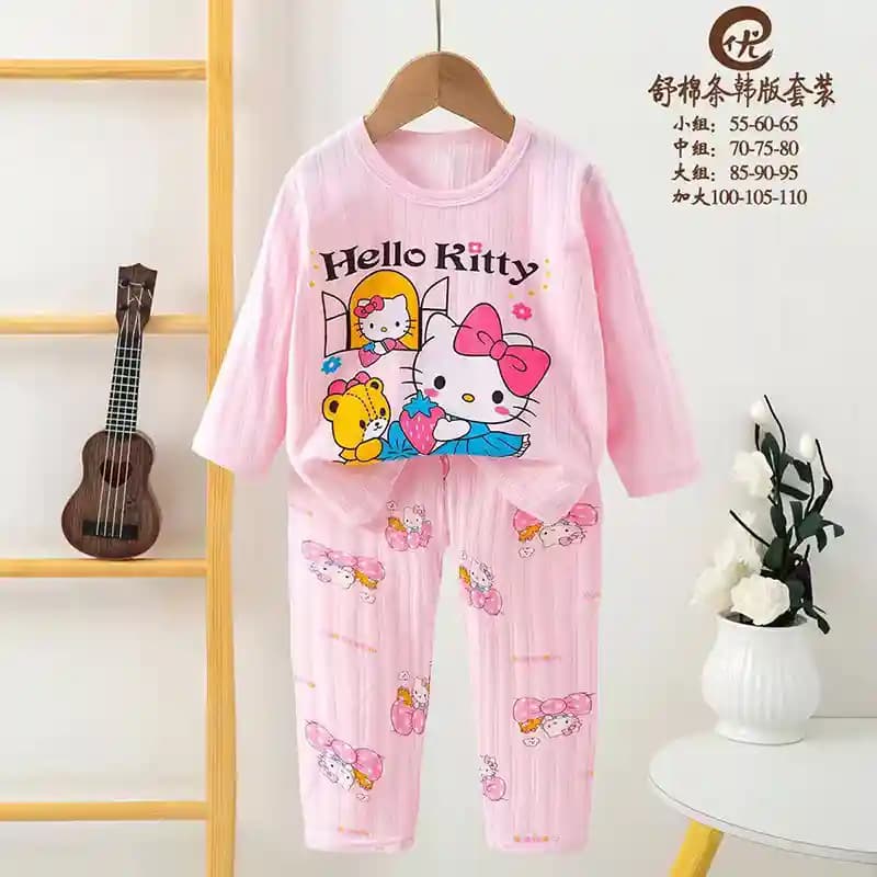 بلوز شلوار راحتی بچگانه طرح Hello kitty (مناسب 1 تا 9 سال)