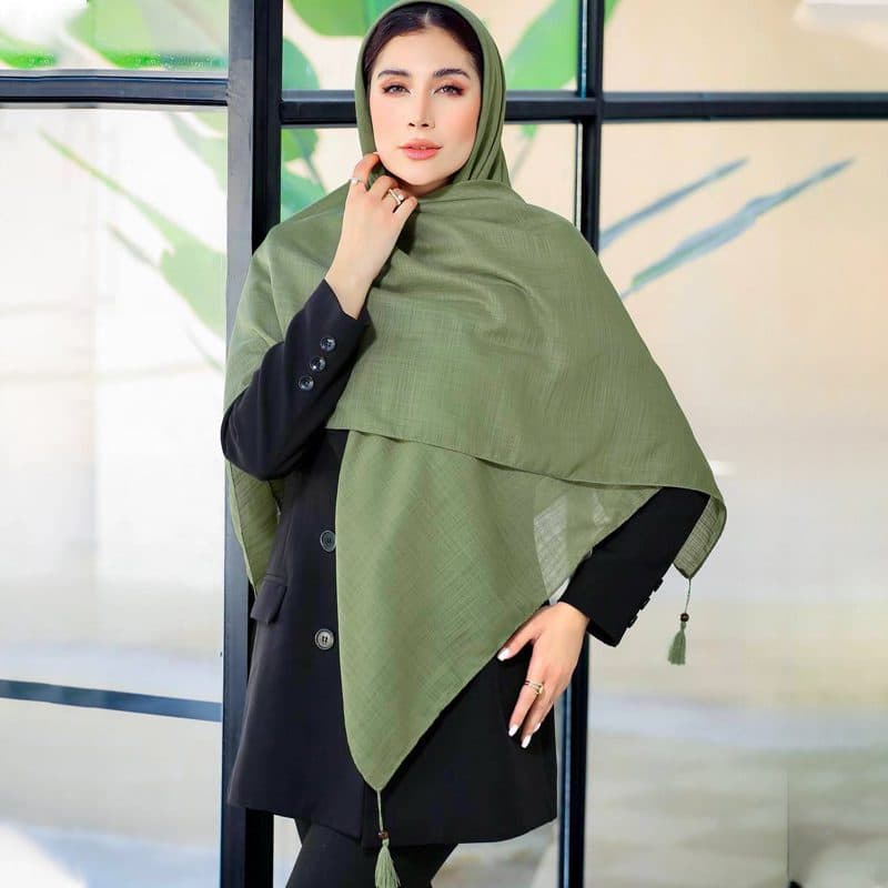 روسری نخی لینن اعلا رنگ سبز