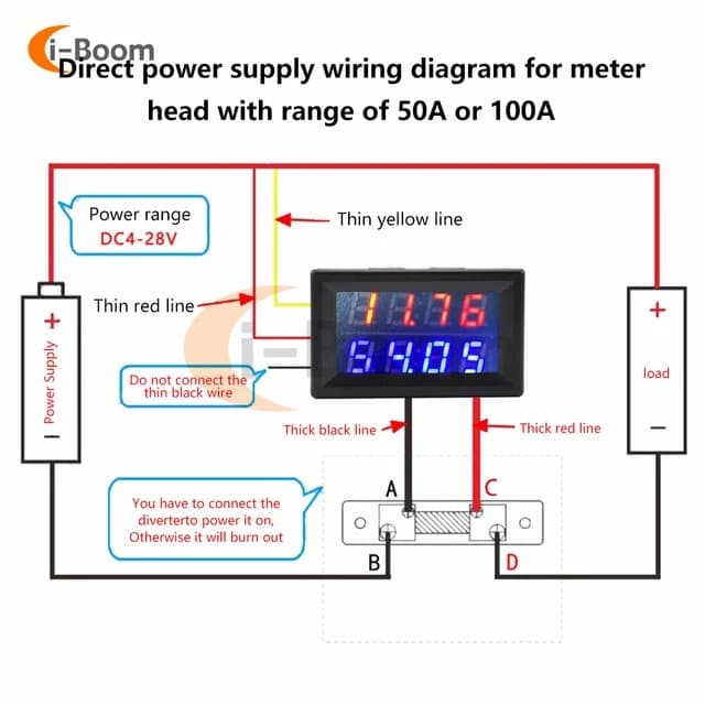 ماژول نمایشگر دیجیتال ولتاژ و جریان پنلی 100V / 50A DC — تصویر ۶
