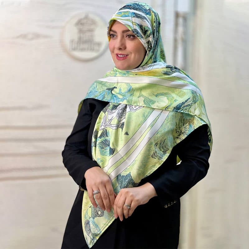 روسری توییل ابریشم مجلسی وارداتی طرح دو
