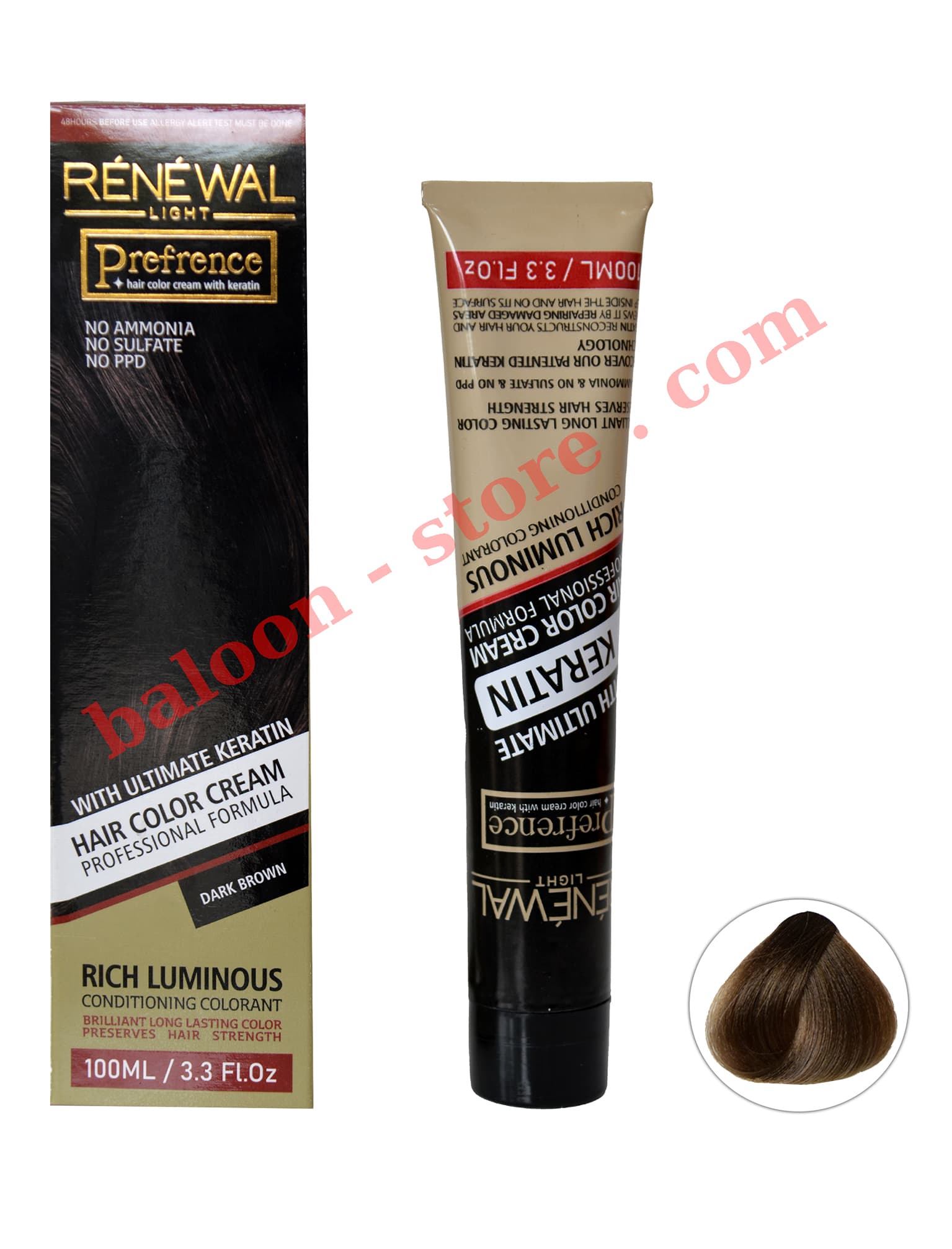 رنگ مو رنوال شماره 7.8 بدون آمونیاک حجم 100ml رنگ بلوند زیتونی