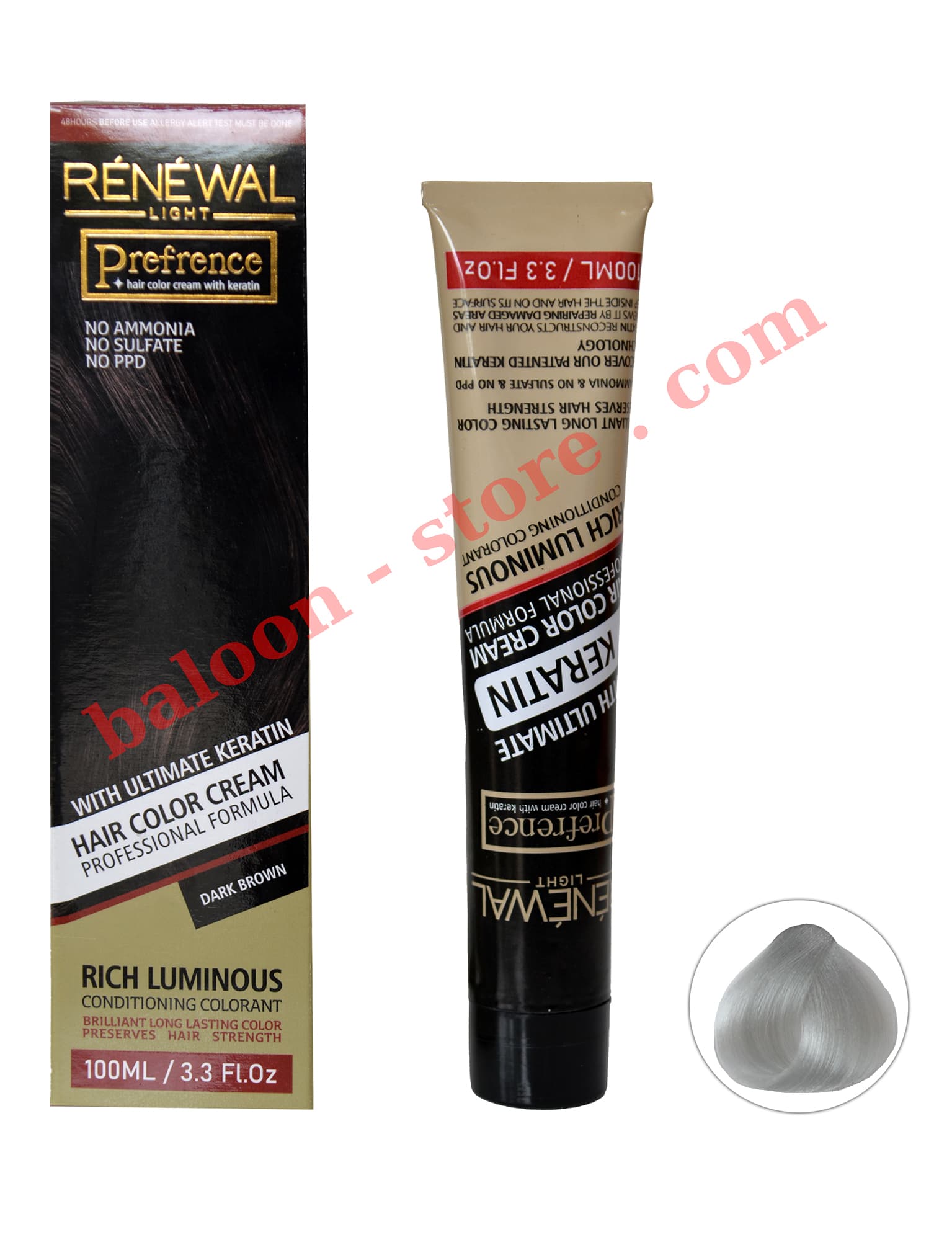 رنگ مو رنوال شماره 90.00 بدون آمونیاک حجم 100ml رنگ یخی