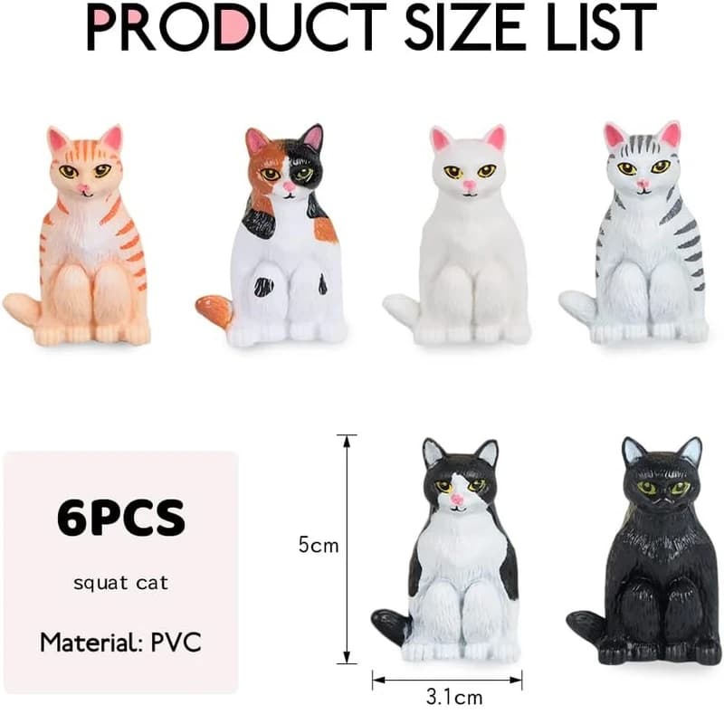 فیگور مدل گربه های نشسته طرح squat cats مجموعه 6 عددی کد SC821 — تصویر ۸