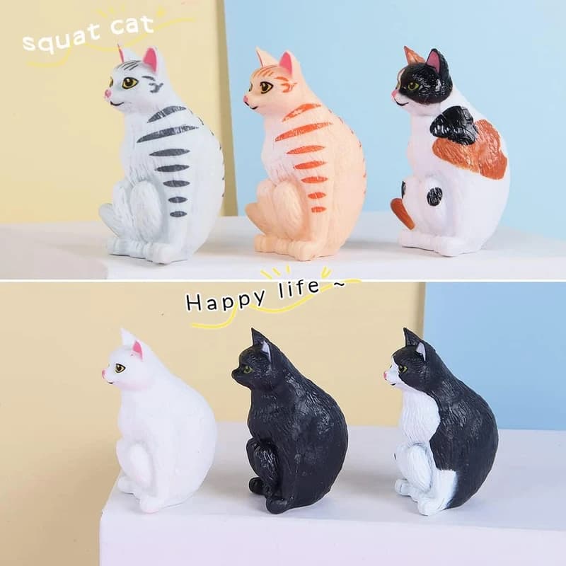 فیگور مدل گربه های نشسته طرح squat cats مجموعه 6 عددی کد SC821 — تصویر ۶