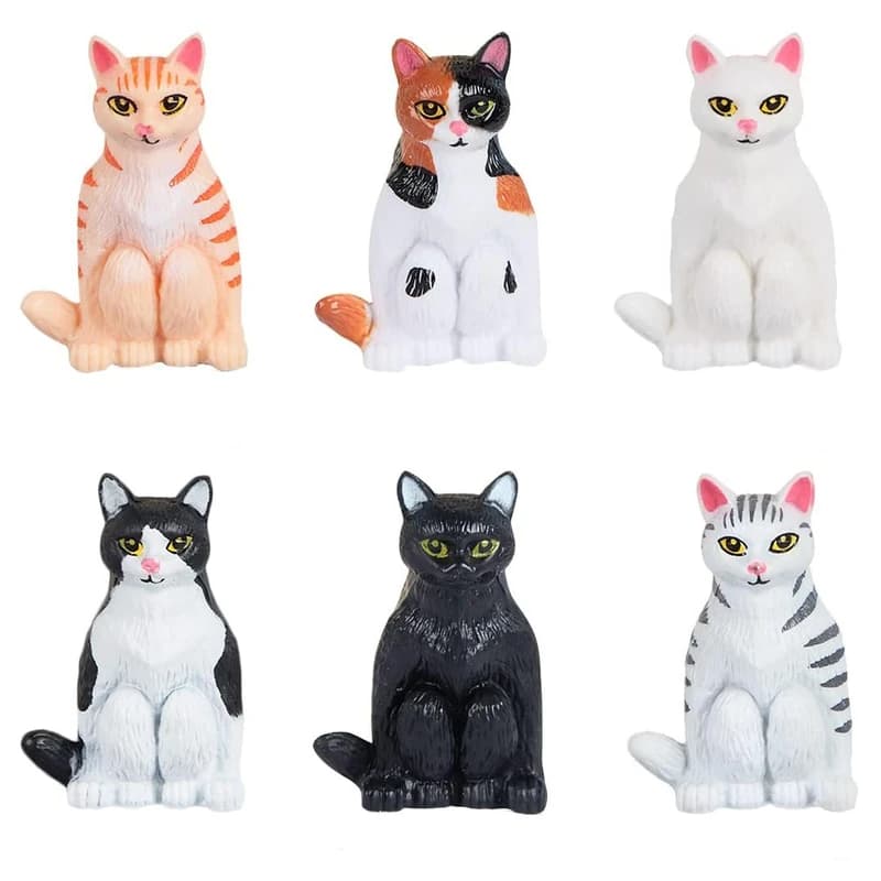 فیگور مدل گربه های نشسته طرح squat cats مجموعه 6 عددی کد SC821