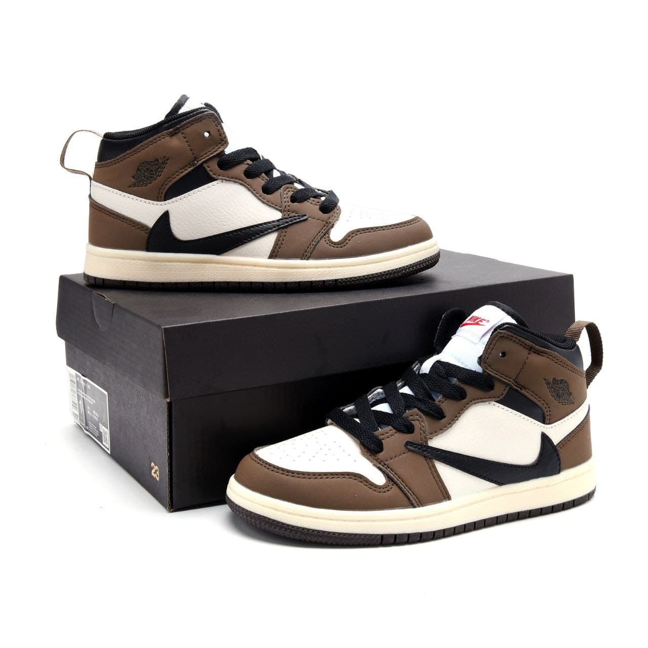 کتونی بچه گانه نایک ایر جردن ۱ ساقدار تراویس قهوه ای nike air jordan 1 high