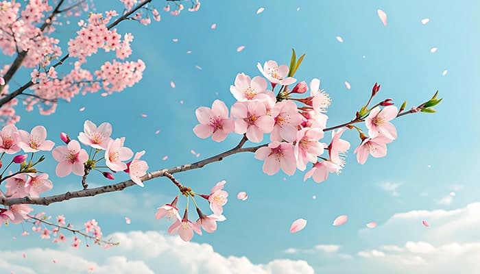 تصویر پس زمینه شاخه درخت و شکوفه فصل بهار