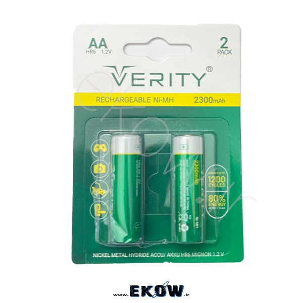 باتری قلمی شارژی وریتی HR6 2300mAh( باتری قلمی HR6 VERITY 2300mAh 1.2V )