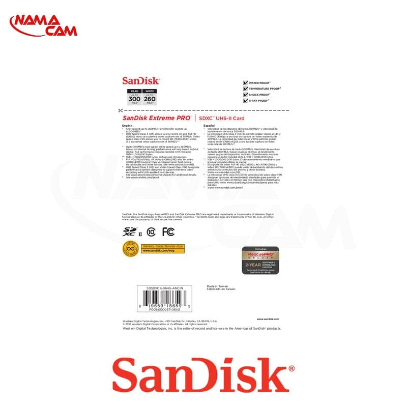 کارت حافظه سن دیسک 64گیگ SanDisk SD 64GB Extreme PRO UHS-II — تصویر ۵