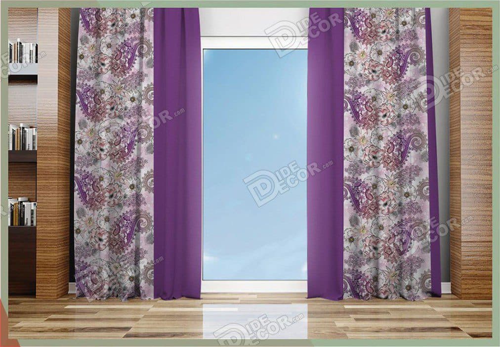 پرده پانچ مخمل چاپی طرح و مدل کلاسیک کد P-58