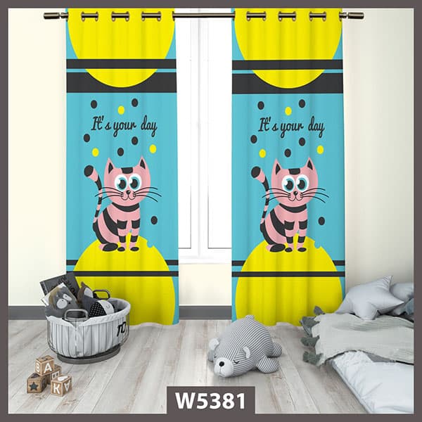 پرده اتاق پسر طرح گربه کد W5381