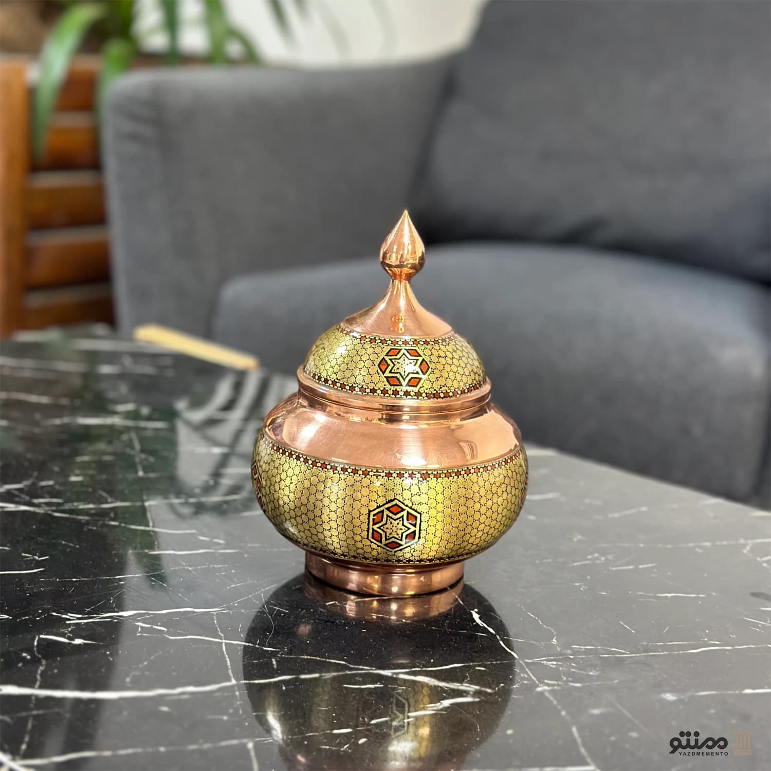 قندان مس و خاتم آقاجانی سایز بزرگ — تصویر ۳