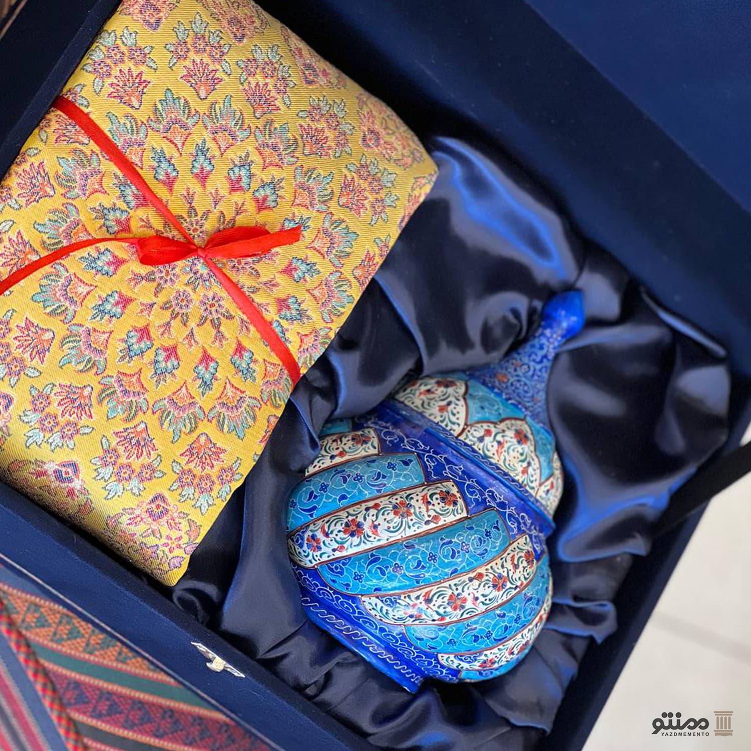 قندان میناکاری مسی مدل پایه دار کد 1 — تصویر ۳