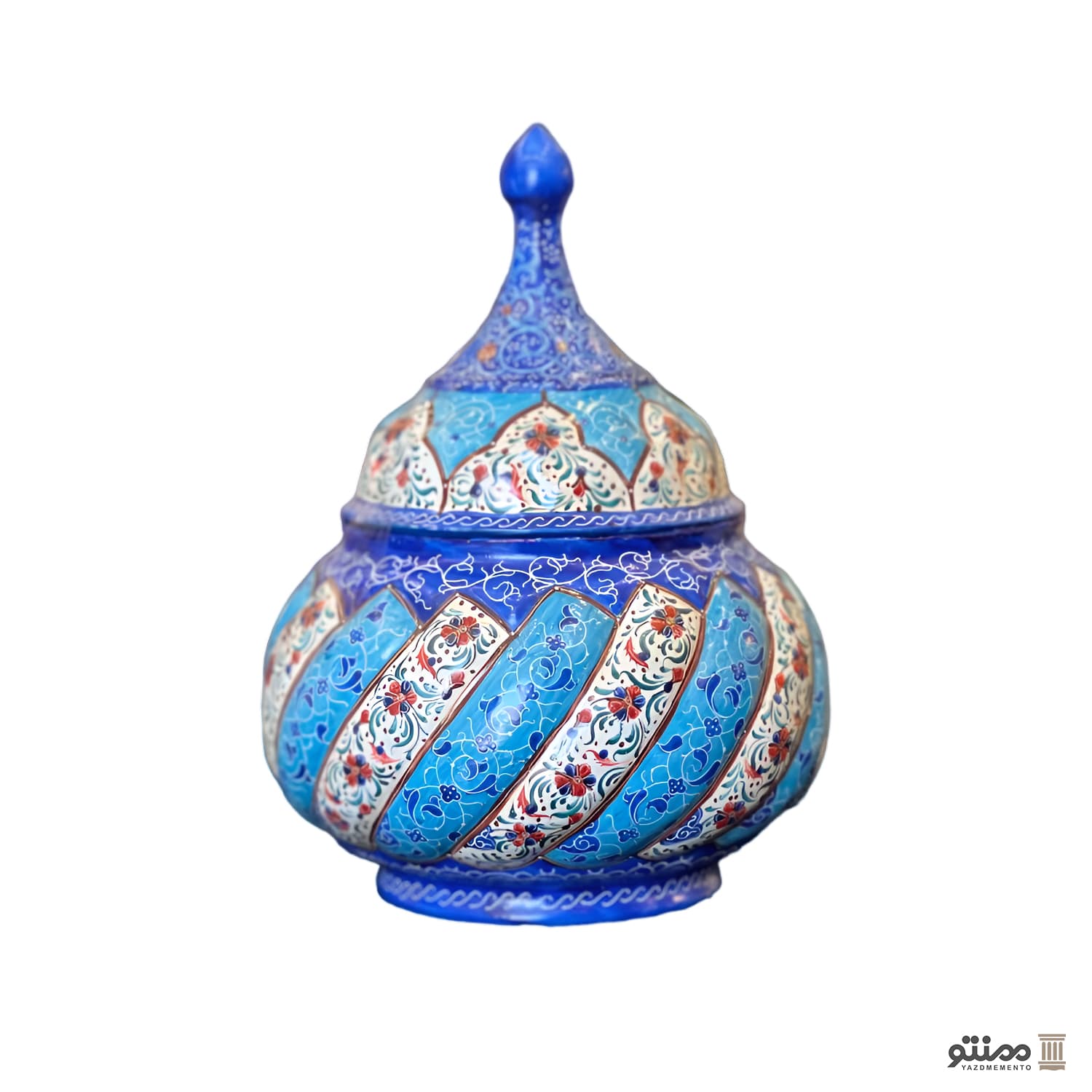 قندان میناکاری مسی مدل پایه دار کد 1