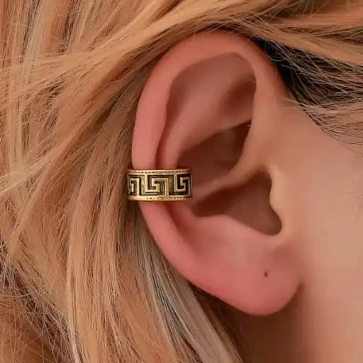 پیرسینگ گوش زنانه طرح نیم حلقه ورساچه Versace استیل عیار 316 ضد حساسیت و رنگ ثابت کد zsf