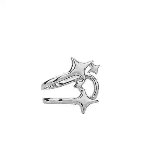 پیرسینگ گوش زنانه طرح حلقه ای دولاین ستارخ دار استیل عیار 316 ضد حساسیت و رنگ ثابت کد zsf — تصویر ۲
