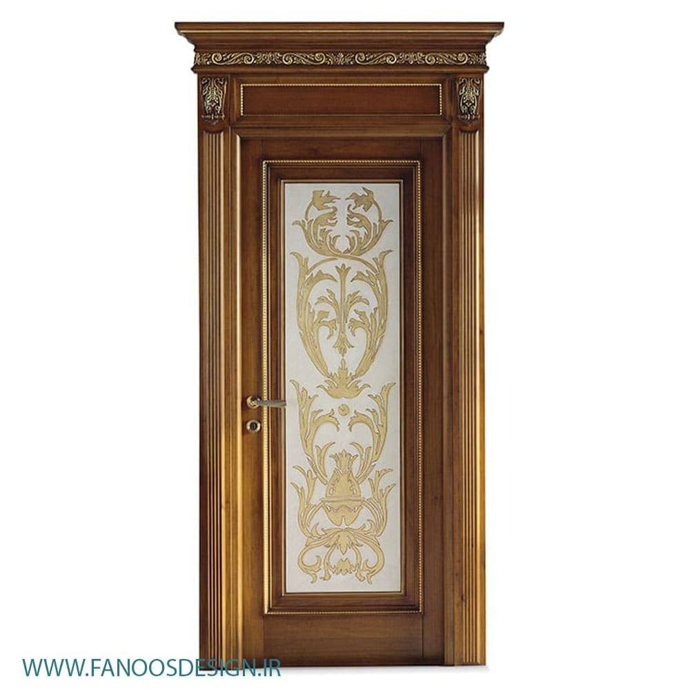 درب لوکس کلاسیک چوبی شیشه خور کد 40202
