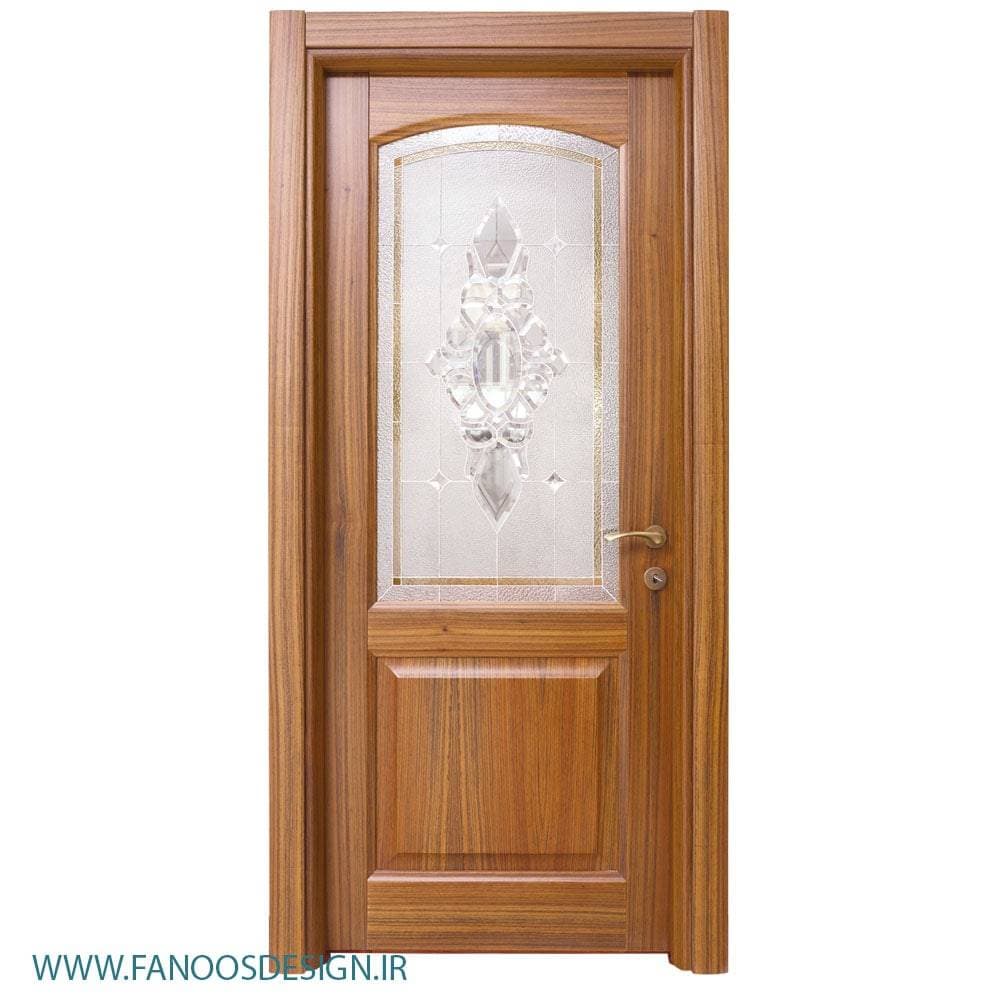 درب لوکس کلاسیک چوبی شیشه خور کد 40200