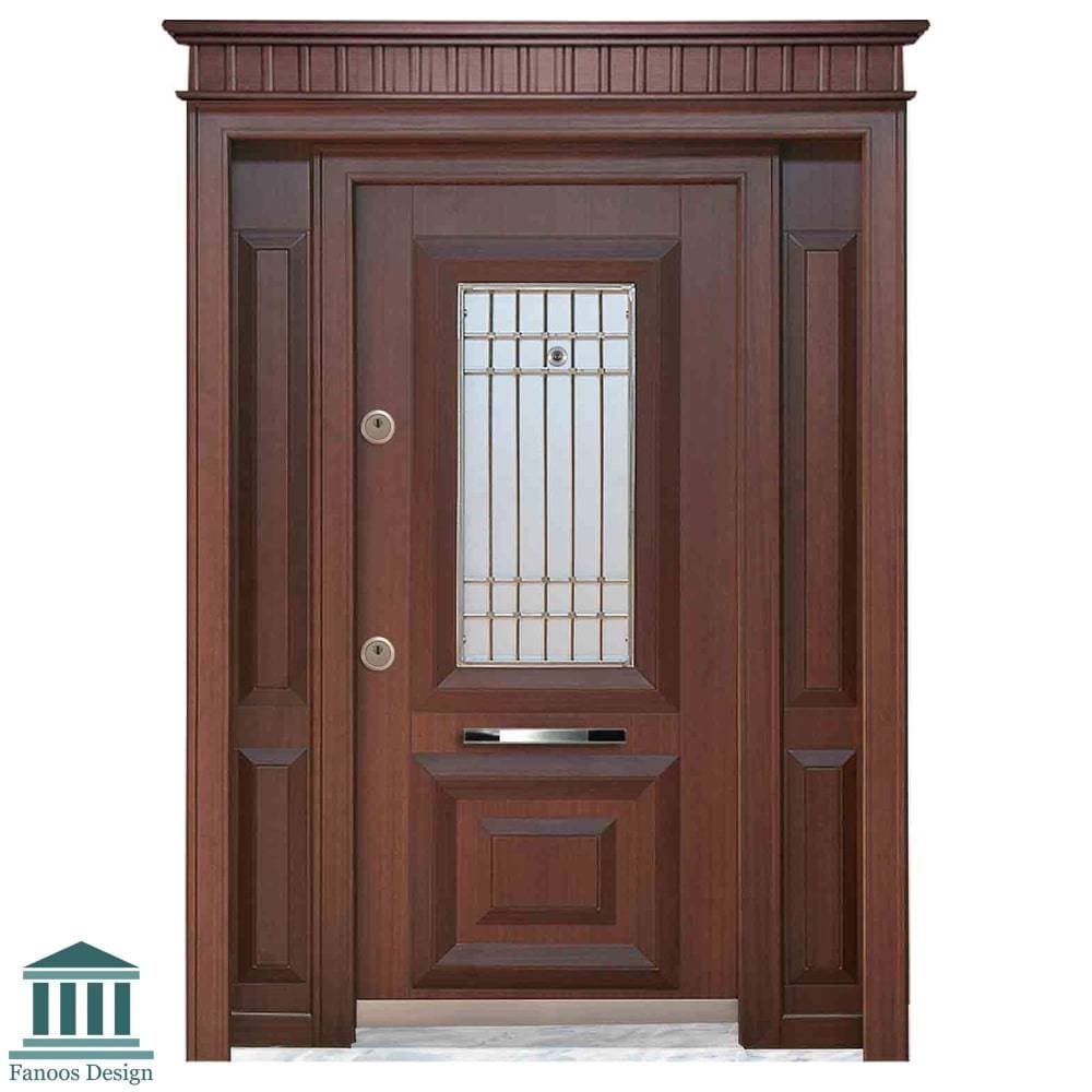 درب ضد سرقت لوکس لابی یک و نیم لنگه شیشه خور کلاسیک- کد 6062
