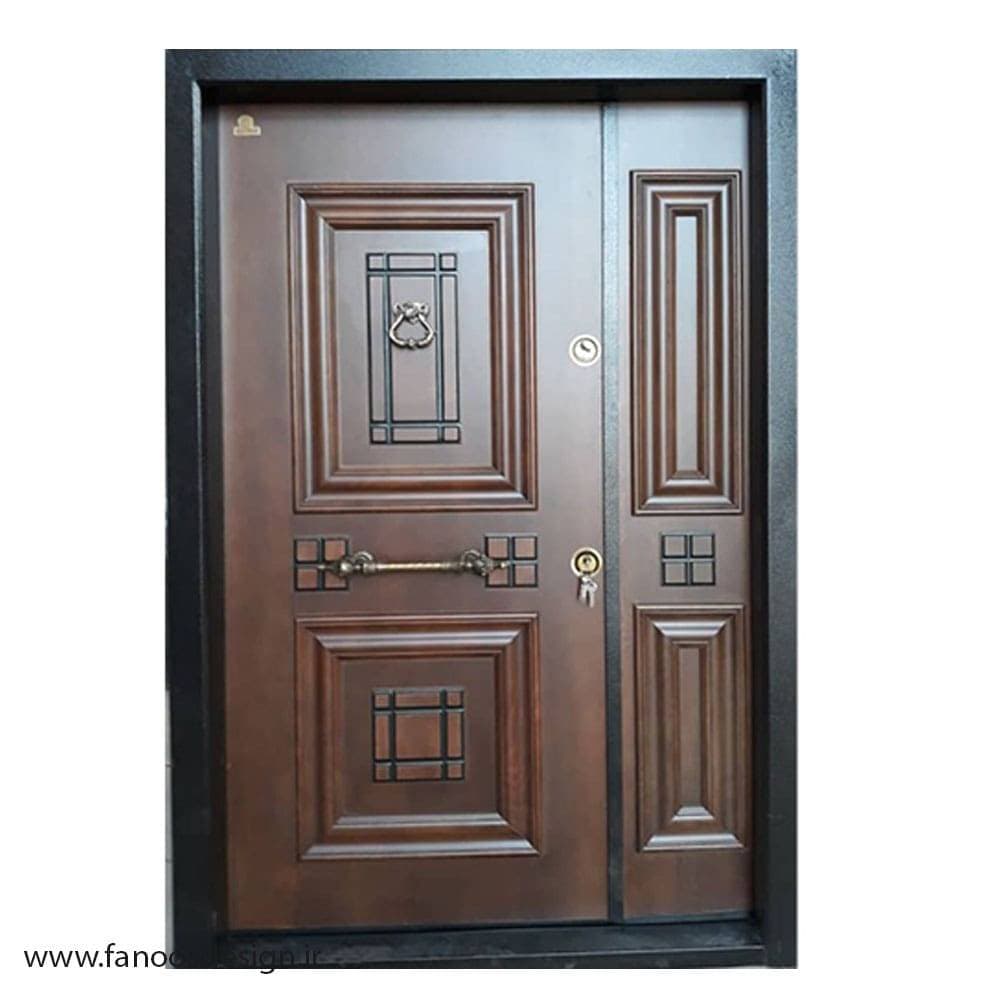 درب ضد سرقت کلاسیک ویلایی لابی مدل آبنوس یک و نیم لنگه کد 6036