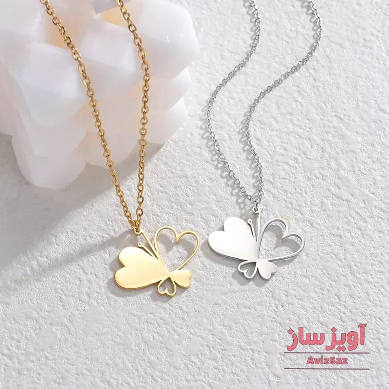 گردنبند قلب مدل پروانه کد 101241