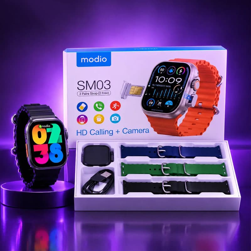 ساعت هوشمند سیم کارت خور مودیو اصل مدل Modio SM03 طرح اولترا | به همراه ۳ جفت بند و دوربین مخفی + (گارانتی طلایی) — تصویر ۳
