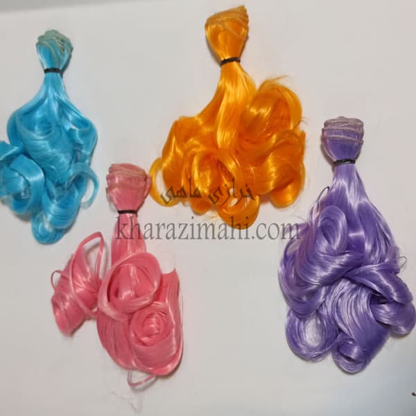 موی عروسک مدل قلاب ارتفاع 20 سانت رنگ فانتزی گیسو