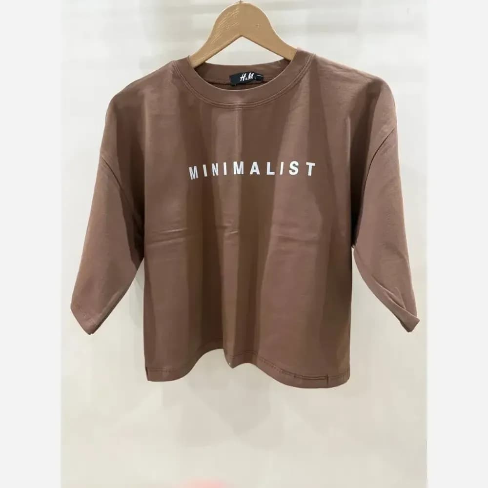 تیشرت کراپ دخترانه زنانه مینیمال سبز پاستلی طرح MINIMALIST — تصویر ۸