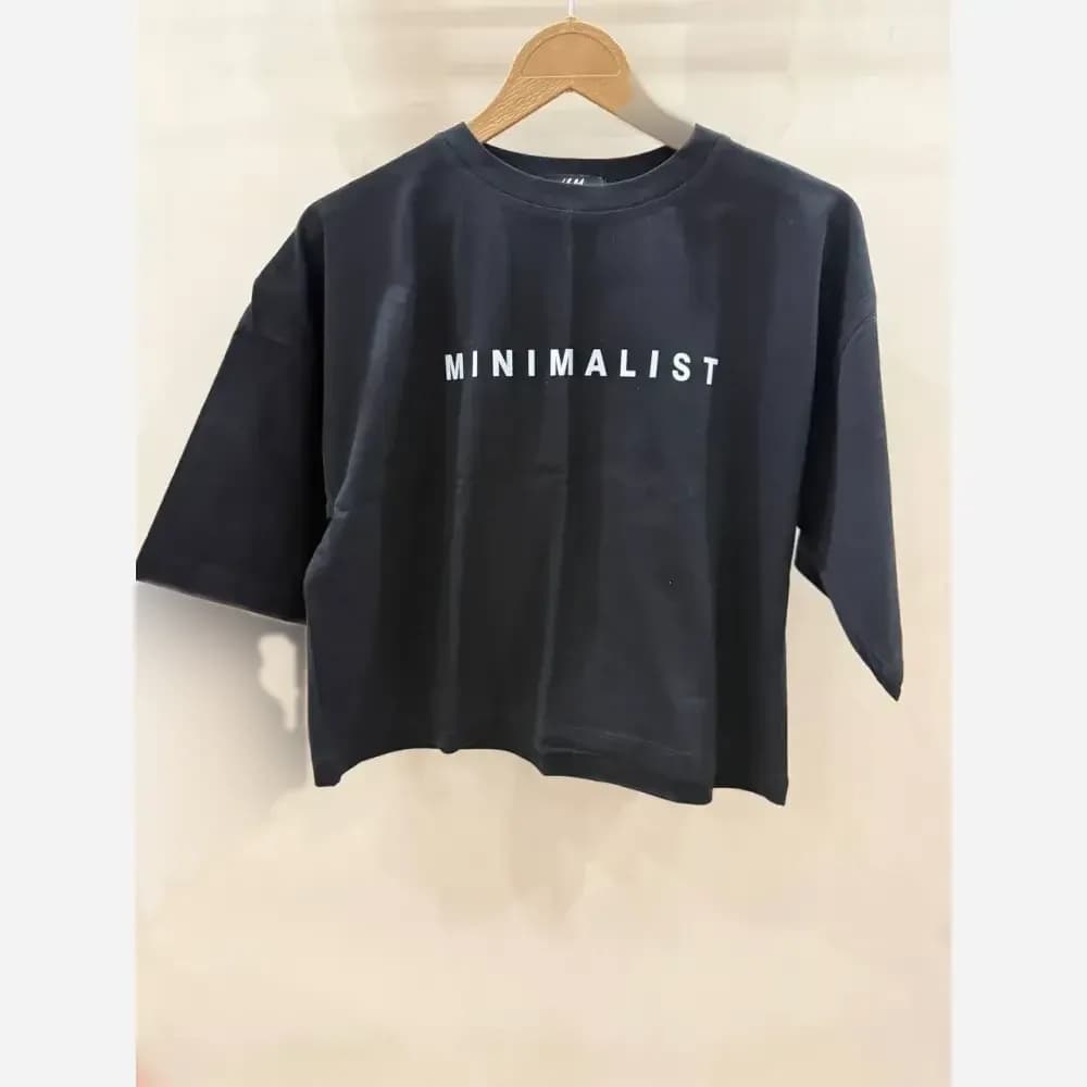 تیشرت کراپ دخترانه زنانه مینیمال سبز پاستلی طرح MINIMALIST — تصویر ۶