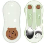 ست قاشق و چنگال سری ما خرسها مینیسو، مدل We Bare Bears Collection Flatware Set، صورتی/آبی/سبز — تصویر ۲