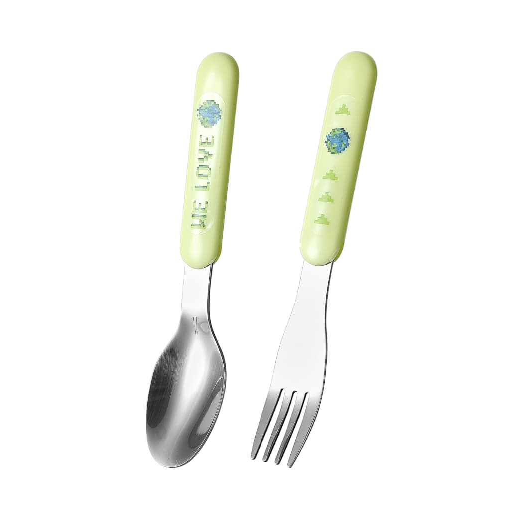 ست قاشق و چنگال سری زمین دوست داشتنی مینیسو، مدل I Love Earth Cutlery Set، سبز — تصویر ۲