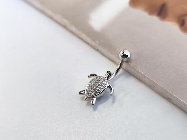 پیرسینگ ناف لاک پشت نقره ای کد 10906 — تصویر ۵