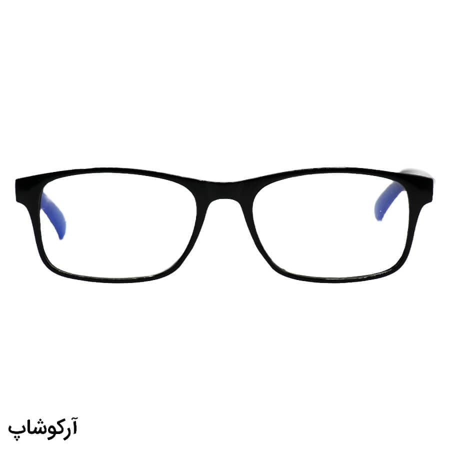 عینک مطالعه بلوکات نزدیک بین نمره +1.50 با فریم مستطیلی، مشکی رنگ و دسته فنری مدل TRQ2 — تصویر ۲