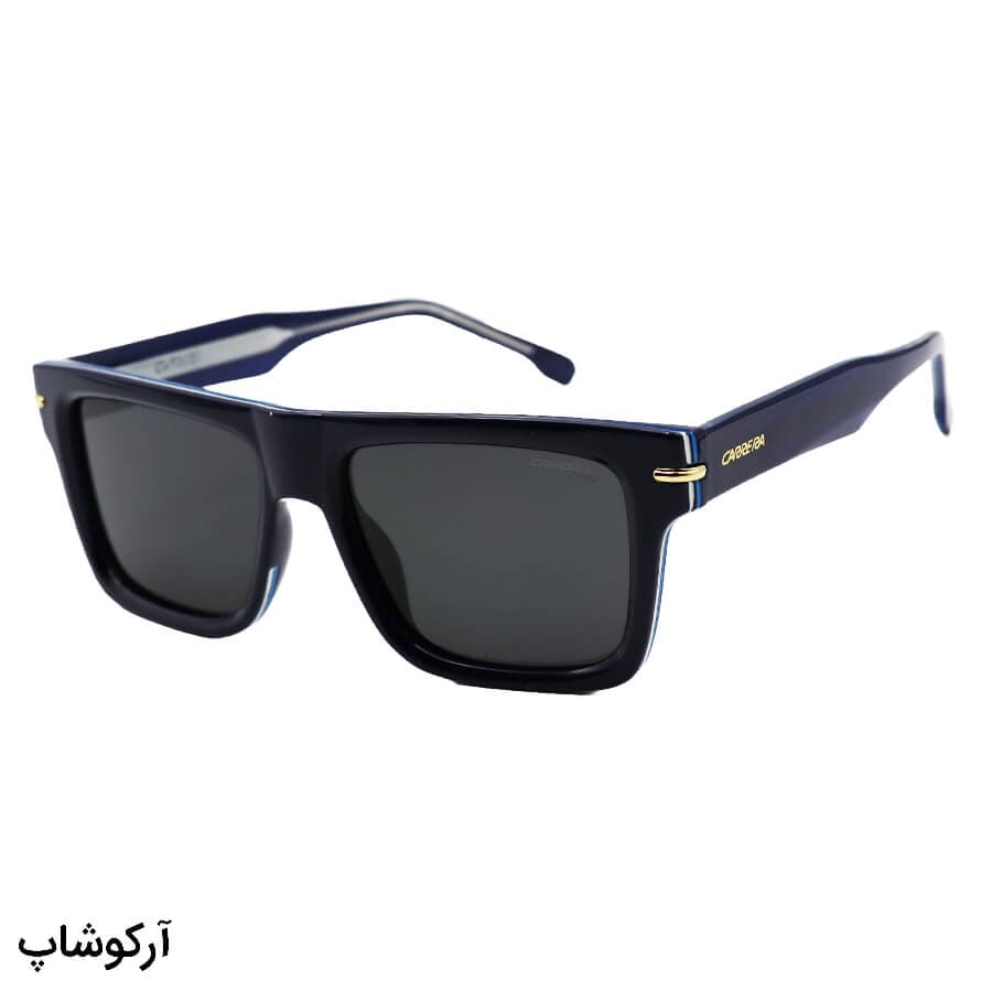 عینک آفتابی مردانه Carrera با فریم سرمه ای رنگ، مستطیلی شکل و لنز دودی تیره و پلاریزه مدل P58977