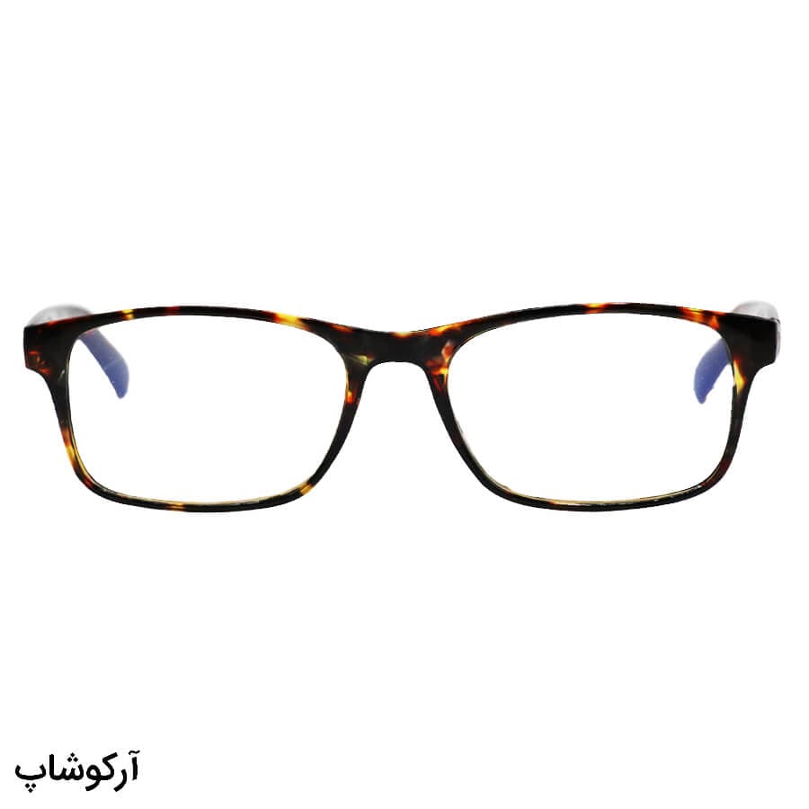 عینک مطالعه بلوکات نزدیک بین نمره +1.00 با فریم مستطیلی، رنگ هاوانا و دسته فنری مدل TRQ2 — تصویر ۲