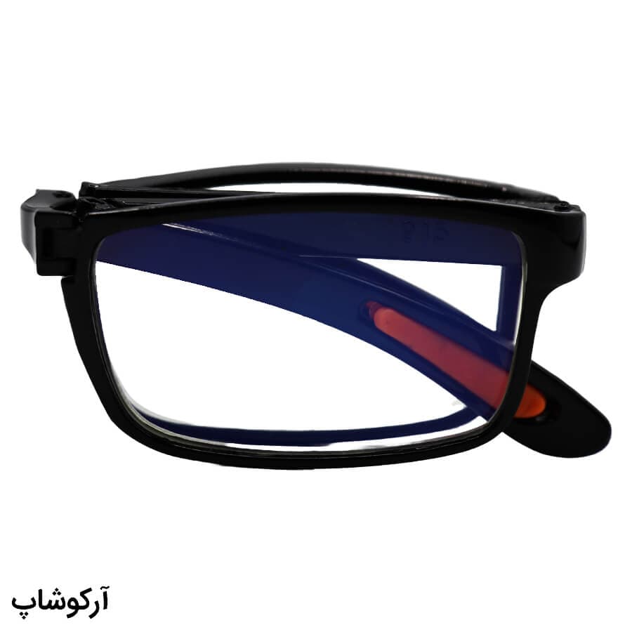 عینک مطالعه تاشو نمره +2.50 با فریم مشکی رنگ، عدسی بلوکات و آنتی رفلکس مدل TB915 — تصویر ۸
