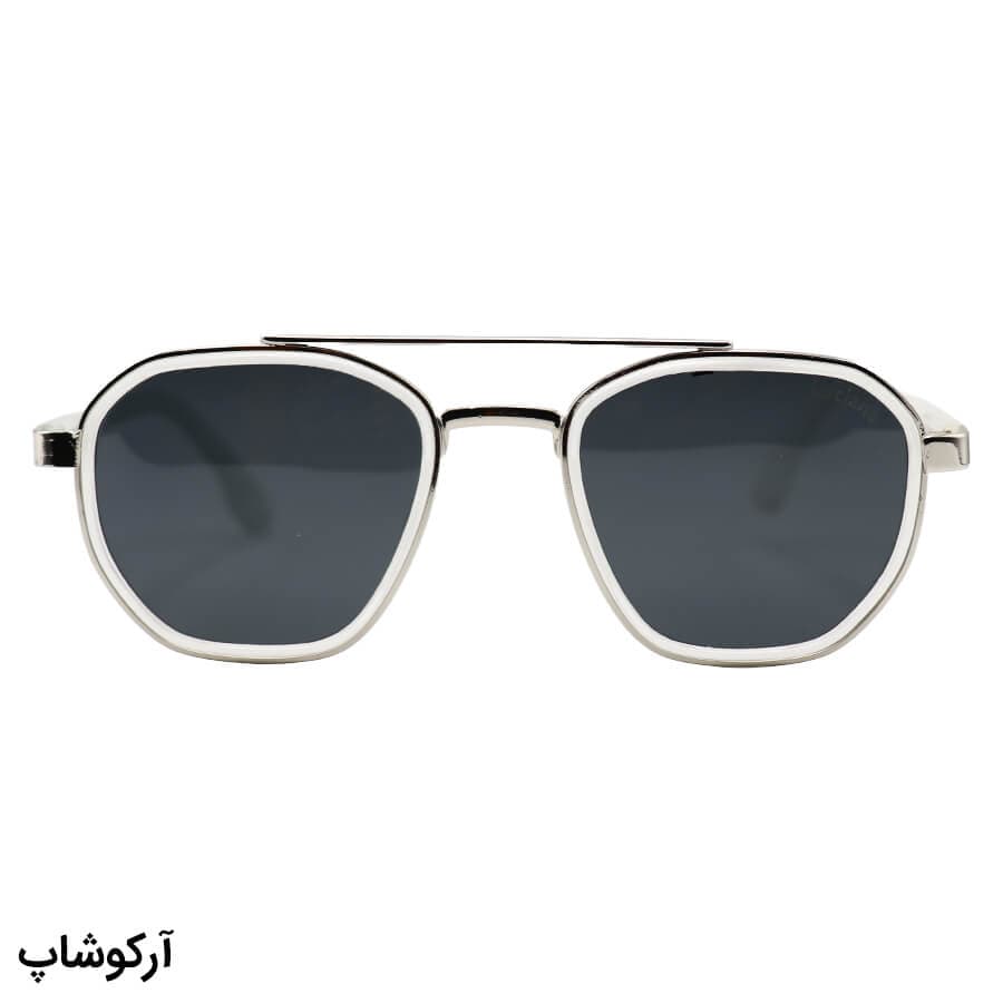 عینک آفتابی Luciano با فریم بیرنگ و شفاف، شکل چندضلعی، دسته فنری و لنز دودی و پلاریزه مدل TR8021 — تصویر ۲