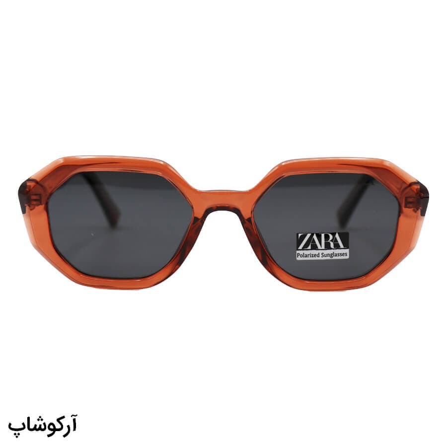 عینک آفتابی زنانه ZARA با فریم چندضلعی، رنگ قرمز، دسته سیمدار و لنز دودی تیره و پلاریزه مدل 66303 — تصویر ۲