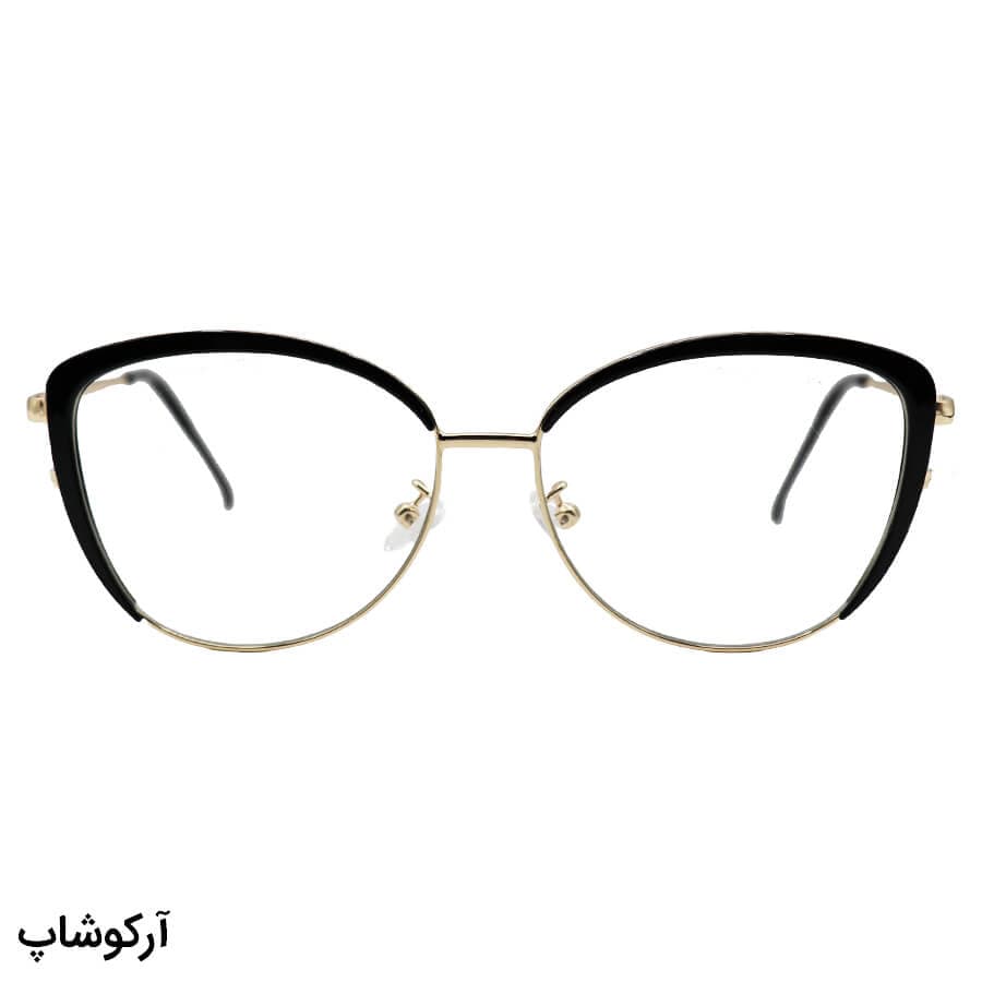 عینک طبی زنانه ZARA با فریم چشم گربهای، رنگ طلایی و مشکی و دسته فنردار مدل TR3013 — تصویر ۲