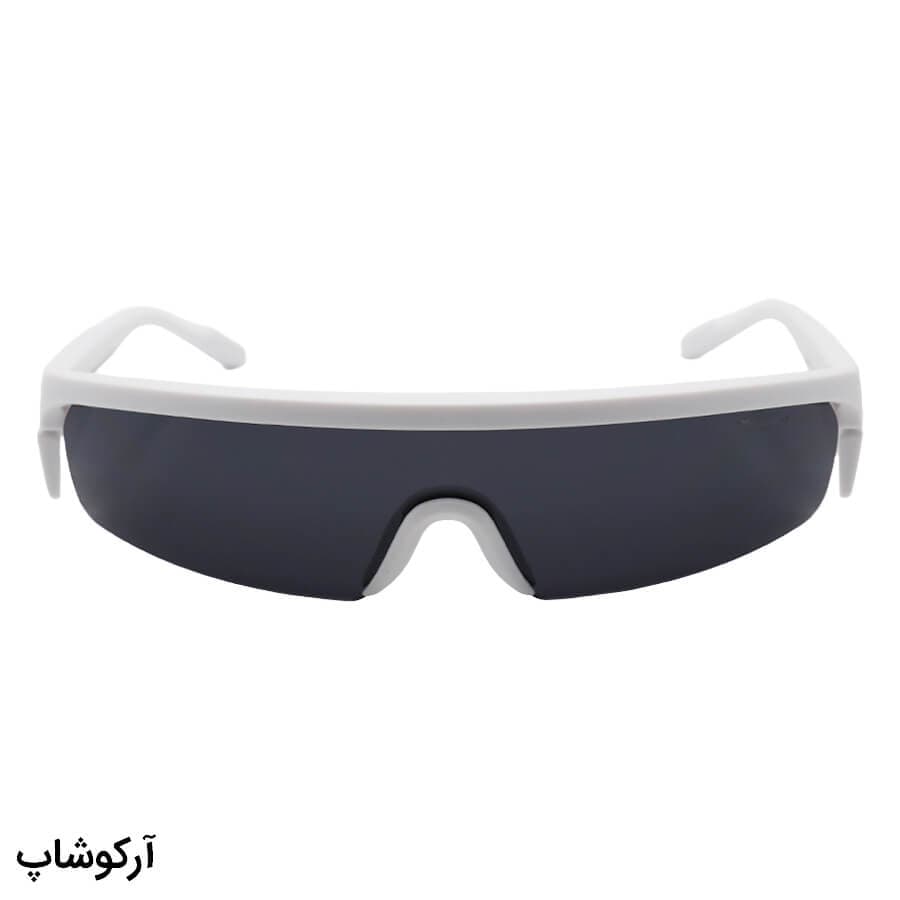 عینک آفتابی نیم فریم Emporio Armani با فریم سفید، بیسدار، مستطیلی کشیده و لنز دودی تیره مدل 2344 — تصویر ۲